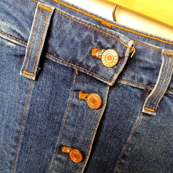J Crew Mercantile Skirt Size 00 Button Front Almost to Knee (16") mini denim - Picture 5 of 6